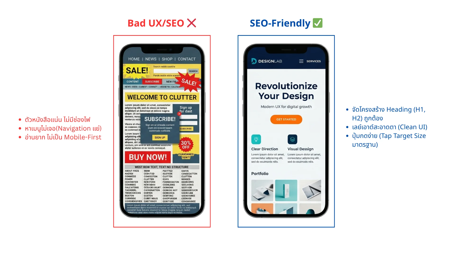 seo friendly web design comparison mobile